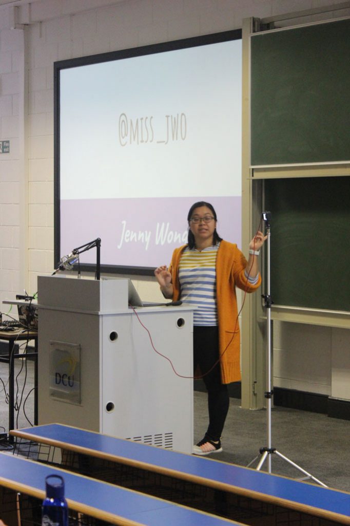 Jenny Wong giving talk at WordCamp Dublin WCDublin
